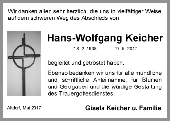 Traueranzeige von Hans-Wolfgang Keicher von Der Bote