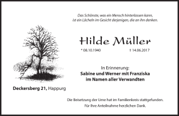 Traueranzeige von Hilde Müller von Hersbrucker Zeitung