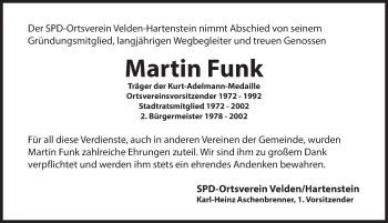 Traueranzeige von Martin Funk von Hersbrucker Zeitung
