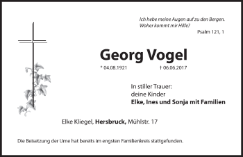Traueranzeige von Georg Vogel von Hersbrucker Zeitung