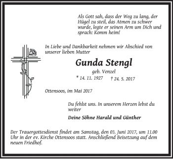 Traueranzeige von Gunda Stengl von Hersbrucker Zeitung