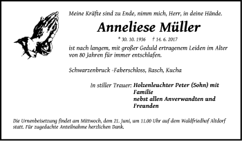 Traueranzeige von Anneliese Müller von Der Bote