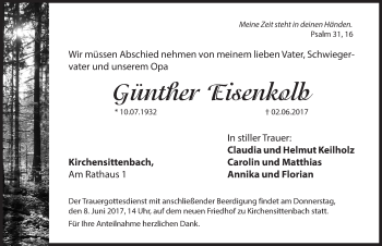 Traueranzeige von Günther Eisenkolb von Hersbrucker Zeitung