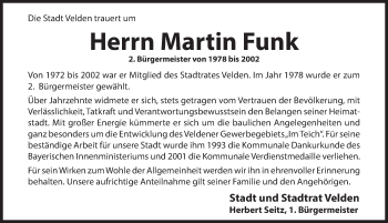 Traueranzeige von Martin Funk von Hersbrucker Zeitung