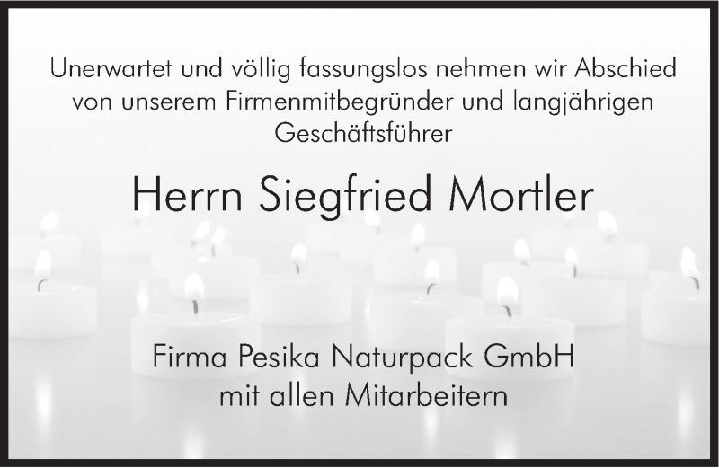  Traueranzeige für Siegfried Mortler vom 24.06.2017 aus Pegnitz-Zeitung