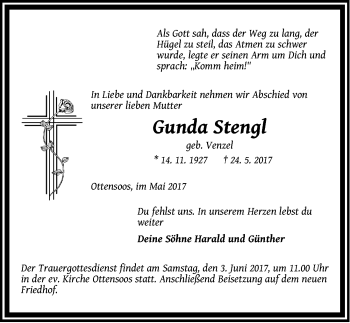Traueranzeige von Gunda Stengl von Pegnitz-Zeitung