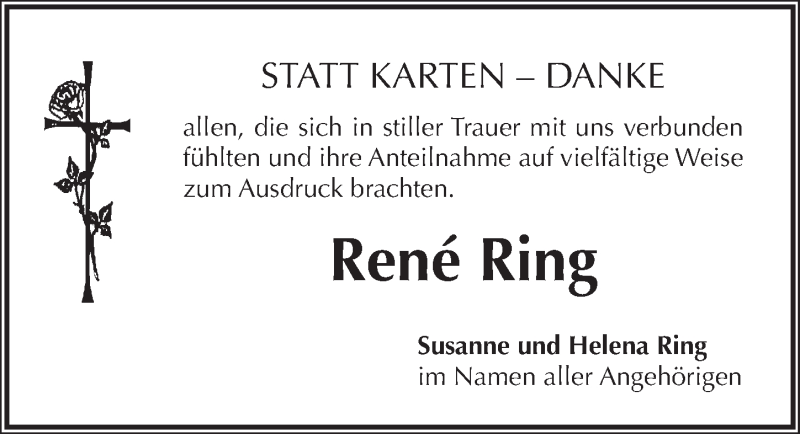 Traueranzeige für René Ring vom 03.06.2017 aus Pegnitz-Zeitung