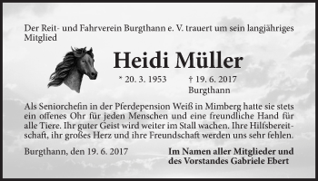 Traueranzeige von Heidi Müller von Der Bote