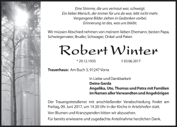 Traueranzeige von Robert Winter von Hersbrucker Zeitung