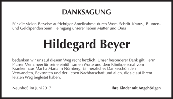 Traueranzeige von Hildegard Beyer von Pegnitz-Zeitung