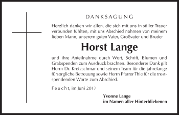 Traueranzeige von Horst Lange von Der Bote