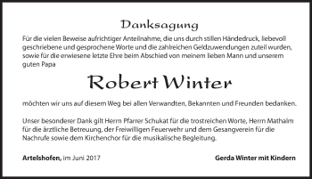 Traueranzeige von Robert Winter von Hersbrucker Zeitung
