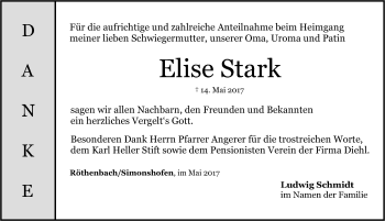 Traueranzeige von Elise Stark von Pegnitz-Zeitung
