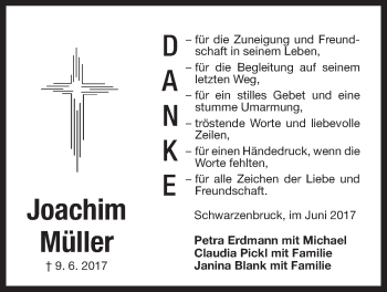 Traueranzeige von Joachim Müller von Der Bote