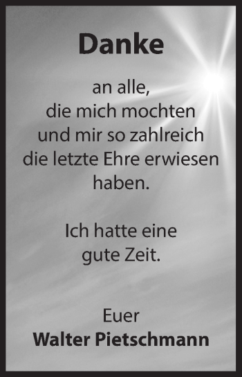 Traueranzeige von Walter Pietschmann von Hersbrucker Zeitung