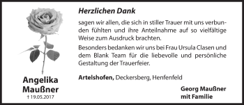 Traueranzeige von Angelika Maußner von Hersbrucker Zeitung