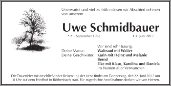 Traueranzeige von Uwe Schmidbauer von Pegnitz-Zeitung