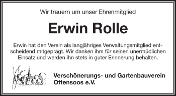 Traueranzeige von Erwin Rolle von Pegnitz-Zeitung