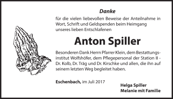 Traueranzeige von Anton Spiller von Hersbrucker Zeitung