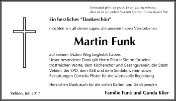 Traueranzeige von Martin Funk von Hersbrucker Zeitung