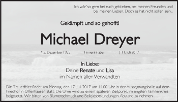 Traueranzeige von Michael Dreyer von Pegnitz-Zeitung