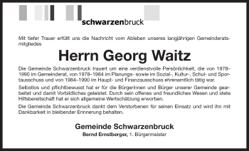 Traueranzeige von Georg Waitz von Der Bote