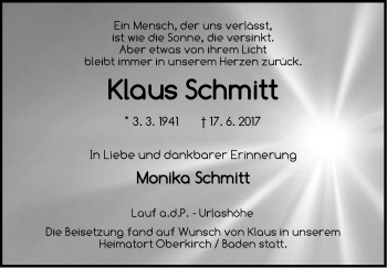Traueranzeige von Klaus Schmitt von Pegnitz-Zeitung
