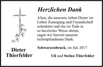 Traueranzeige von Dieter Thierfelder von Der Bote