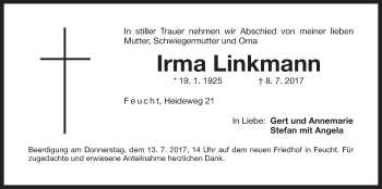 Traueranzeige von Irma Linkmann von Der Bote