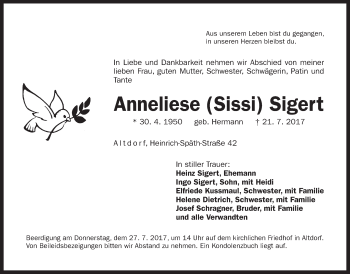 Traueranzeige von Anneliese Sigert von Der Bote