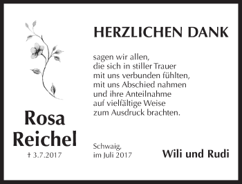 Traueranzeige von Rosa Reichel von Pegnitz-Zeitung