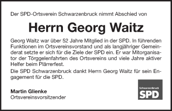 Traueranzeige von Georg Waitz von Der Bote