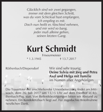 Traueranzeige von Kurt Schmidt von Pegnitz-Zeitung
