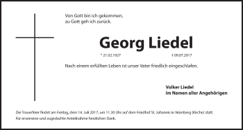 Traueranzeige von Georg Liedel von Hersbrucker Zeitung