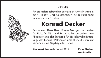 Traueranzeige von Konrad Decker von Hersbrucker Zeitung