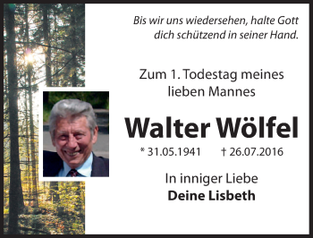 Traueranzeige von Walter Wölfel von Hersbrucker Zeitung