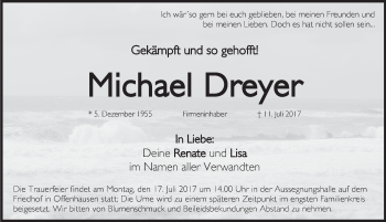 Traueranzeige von Michael Dreyer von Hersbrucker Zeitung