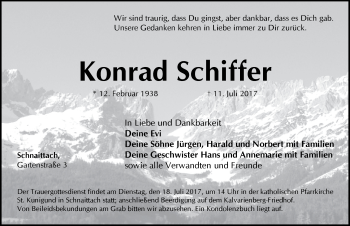 Traueranzeige von Konrad Schiffer von Pegnitz-Zeitung