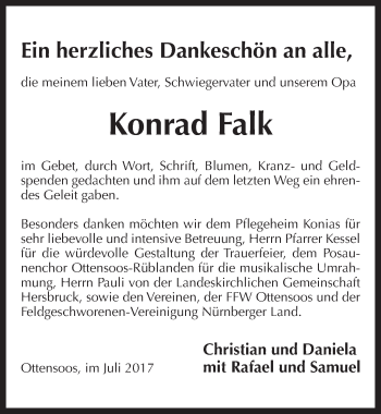 Traueranzeige von Konrad Falk von Pegnitz-Zeitung