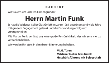 Traueranzeige von Martin Funk von Hersbrucker Zeitung