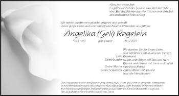 Traueranzeige von Angelika Regelein von Pegnitz-Zeitung