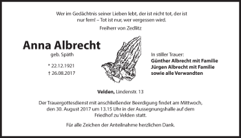 Traueranzeige von Anna Albrecht von Hersbrucker Zeitung