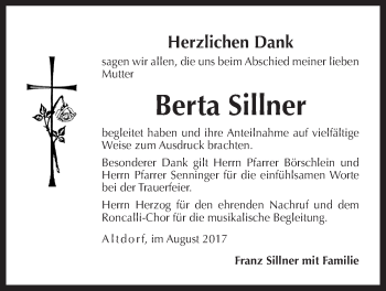 Traueranzeige von Berta Sillner von Der Bote
