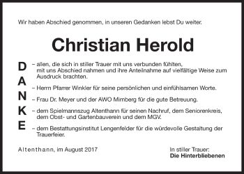 Traueranzeige von Christian Herold von Der Bote