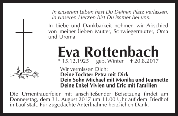 Traueranzeige von Eva Rottenbach von Pegnitz-Zeitung