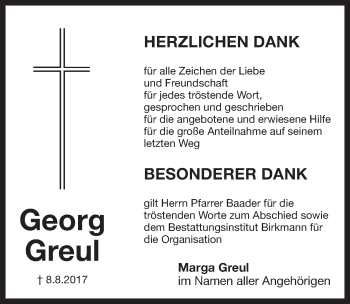 Traueranzeige von Georg Greul von Pegnitz-Zeitung