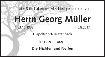 Traueranzeige von Georg Müller von Pegnitz-Zeitung