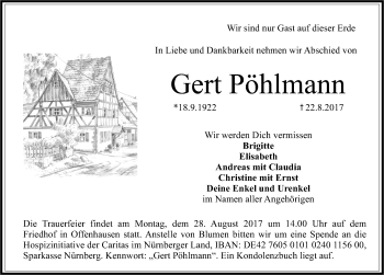 Traueranzeige von Gert Pöhlmann von Pegnitz-Zeitung