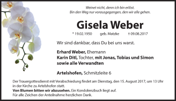Traueranzeige von Gisela Weber von Hersbrucker Zeitung