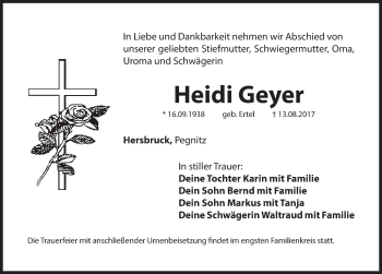 Traueranzeige von Heidi Geyer von Hersbrucker Zeitung